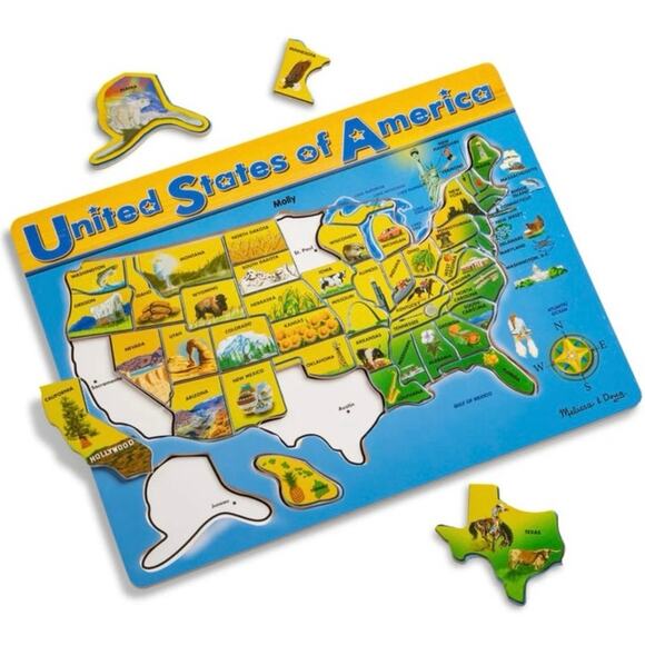U.S.A. Map Wooden Puzzle educational learning toy puzzle mint condition gifts - Picture 1 of 7